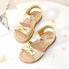 DREAM PAIRS Girls Sandals Fashion Bow Summer Shoes for Toddler/Little Kid(Gold)