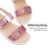 DREAM PAIRS Girls Sandals Glitter Two Strapped Casual Open Toe Sandals Little Kid/Big Kid(Hot Pink)