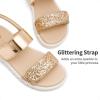 DREAM PAIRS Girls Sandals Glitter Two Strapped Casual Open Toe Sandals Little Kid/Big Kid(Rose Gold)