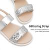 DREAM PAIRS Girls Sandals Glitter Two Strapped Casual Open Toe Sandals Little Kid/Big Kid(Silver)