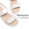 DREAM PAIRS Girls Sandals Glitter Two Strapped Casual Open Toe Sandals Little Kid/Big Kid(White)