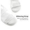 DREAM PAIRS Girls Sandals Glitter Two Strapped Casual Open Toe Sandals Little Kid/Big Kid(White-pu)