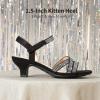 DREAM PAIRS Girls Sandals Low Heel Dress Open Toe Sandals Flower Wedding Party for Little Kid/Big Kid(Black)