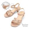 DREAM PAIRS Girls Sandals Low Heel Dress Open Toe Sandals Flower Wedding Party for Little Kid/Big Kid(Champagne-satin)