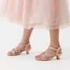 DREAM PAIRS Girls Sandals Low Heel Dress Open Toe Sandals Flower Wedding Party for Little Kid/Big Kid(Champagne-satin)