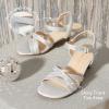 DREAM PAIRS Girls Sandals Low Heel Dress Open Toe Sandals Flower Wedding Party for Little Kid/Big Kid(Silver)