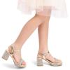 DREAM PAIRS Girls Sandals Open Toe Low Block Chunky Heels Sandals Party Dress Pumps Shoes for Little Big Kid(Gold)