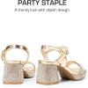 DREAM PAIRS Girls Sandals Open Toe Low Block Chunky Heels Sandals Party Dress Pumps Shoes for Little Big Kid(Gold)