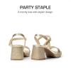 DREAM PAIRS Girls Sandals Open Toe Low Block Chunky Heels Sandals Party Dress Pumps Shoes for Little Big Kid(Gold-glitter)