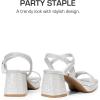 DREAM PAIRS Girls Sandals Open Toe Low Block Chunky Heels Sandals Party Dress Pumps Shoes for Little Big Kid(Silver-glitter)