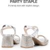DREAM PAIRS Girls Sandals Open Toe Low Block Chunky Heels Sandals Party Dress Pumps Shoes for Little Big Kid(Silver-metallic)