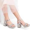 DREAM PAIRS Girls Sandals Open Toe Low Block Chunky Heels Sandals Party Dress Pumps Shoes for Little Big Kid(Silver-metallic)