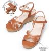 DREAM PAIRS Girls Wedge Sandals Flatform Open Toe Summer Platform Sandals Flower Wedding Party for Little Kid/Big Kid(Brown)