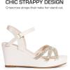 DREAM PAIRS Girls Wedge Sandals Flatform Open Toe Summer Platform Sandals Flower Wedding Party for Little Kid/Big Kid(Ivory)