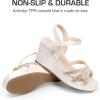 DREAM PAIRS Girls Wedge Sandals Flatform Open Toe Summer Platform Sandals Flower Wedding Party for Little Kid/Big Kid(Ivory)