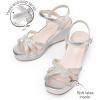 DREAM PAIRS Girls Wedge Sandals Flatform Open Toe Summer Platform Sandals Flower Wedding Party for Little Kid/Big Kid(Silver)
