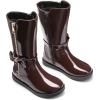 DREAM PAIRS Toddler Girls Mid Calf Boots Side Zipper Riding Shoes(Brown/Pat)