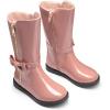 DREAM PAIRS Toddler Girls Mid Calf Boots Side Zipper Riding Shoes(Pink/Pat)