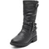 DREAM PAIRS Girls Buckle Zipper Knee High Winter Boots(Black)