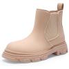 DREAM PAIRS Girls Chelsea Boots Side Zipper Lug Sole Ankle Booties Toddler/Little Kid/Big Kid(Apricot)
