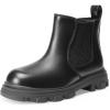 DREAM PAIRS Girls Chelsea Boots Side Zipper Lug Sole Ankle Booties Toddler/Little Kid/Big Kid(Black-pu)