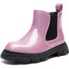 DREAM PAIRS Girls Chelsea Boots Side Zipper Lug Sole Ankle Booties Toddler/Little Kid/Big Kid(Pink)