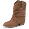 DREAM PAIRS Girls Cowboy Cowgirl Boots 2-in-1 Western Removable Cuff Fold Over Embroidered Fashion Mid Calf Shoes(Camel)