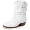 DREAM PAIRS Girls Cowboy Cowgirl Boots 2-in-1 Western Removable Cuff Fold Over Embroidered Fashion Mid Calf Shoes(White)