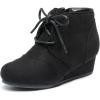 DREAM PAIRS Girls Low Wedge Heel Booties Side Zipper Ankle Boots Toddler/Little Kid/Big Kid(Black)