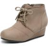 DREAM PAIRS Girls Low Wedge Heel Booties Side Zipper Ankle Boots Toddler/Little Kid/Big Kid(Taupe)
