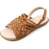 DREAM PAIRS Girls Sandals Gladiator Braided Flat Open Toe Summer Sandals(Brown)
