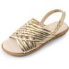 DREAM PAIRS Girls Sandals Gladiator Braided Flat Open Toe Summer Sandals(Gold)