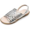 DREAM PAIRS Girls Sandals Gladiator Braided Flat Open Toe Summer Sandals(Silver)