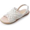 DREAM PAIRS Girls Sandals Gladiator Braided Flat Open Toe Summer Sandals(White)