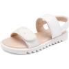 DREAM PAIRS Girls Sandals Glitter Two Strapped Casual Open Toe Sandals Little Kid/Big Kid(White)