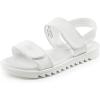 DREAM PAIRS Girls Sandals Glitter Two Strapped Casual Open Toe Sandals Little Kid/Big Kid(White-pu)