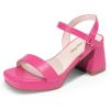 DREAM PAIRS Girls Sandals Open Toe Low Block Chunky Heels Sandals Party Dress Pumps Shoes for Little Big Kid(Hot Pink)