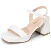 DREAM PAIRS Girls Sandals Open Toe Low Block Chunky Heels Sandals Party Dress Pumps Shoes for Little Big Kid(White)