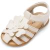 DREAM PAIRS Girls Toddler/Little Kid Closed-Toe Flower Summer Dress Sandals Shoes(Milky/White)