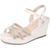 DREAM PAIRS Girls Wedge Sandals Flatform Open Toe Summer Platform Sandals Flower Wedding Party for Little Kid/Big Kid(Ivory)