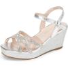 DREAM PAIRS Girls Wedge Sandals Flatform Open Toe Summer Platform Sandals Flower Wedding Party for Little Kid/Big Kid(Silver)