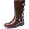 DREAM PAIRS Toddler Girls Mid Calf Boots Side Zipper Riding Shoes(Dark Brown)