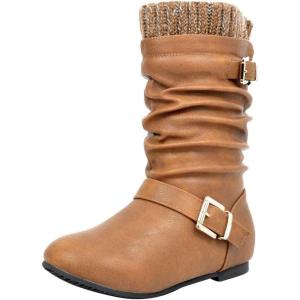 DREAM PAIRS Girl’s Faux Fur Lined Knee High Winter Riding Boots(Toddler/Little Kid/Big Kid)(Camel)