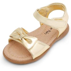 DREAM PAIRS Girls Sandals Fashion Bow Summer Shoes for Toddler/Little Kid(Gold)