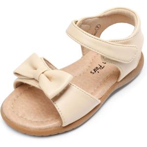 DREAM PAIRS Girls Sandals Fashion Bow Summer Shoes for Toddler/Little Kid(Khaki)
