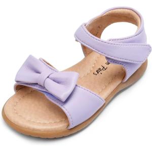 DREAM PAIRS Girls Sandals Fashion Bow Summer Shoes for Toddler/Little Kid(Light/Purple)