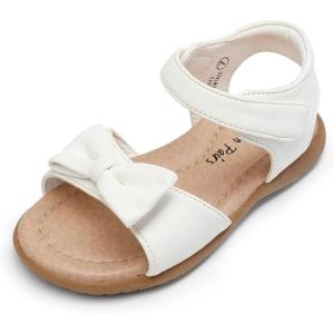 DREAM PAIRS Girls Sandals Fashion Bow Summer Shoes for Toddler/Little Kid(White)