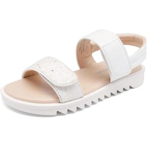 DREAM PAIRS Girls Sandals Glitter Two Strapped Casual Open Toe Sandals Little Kid/Big Kid(White)