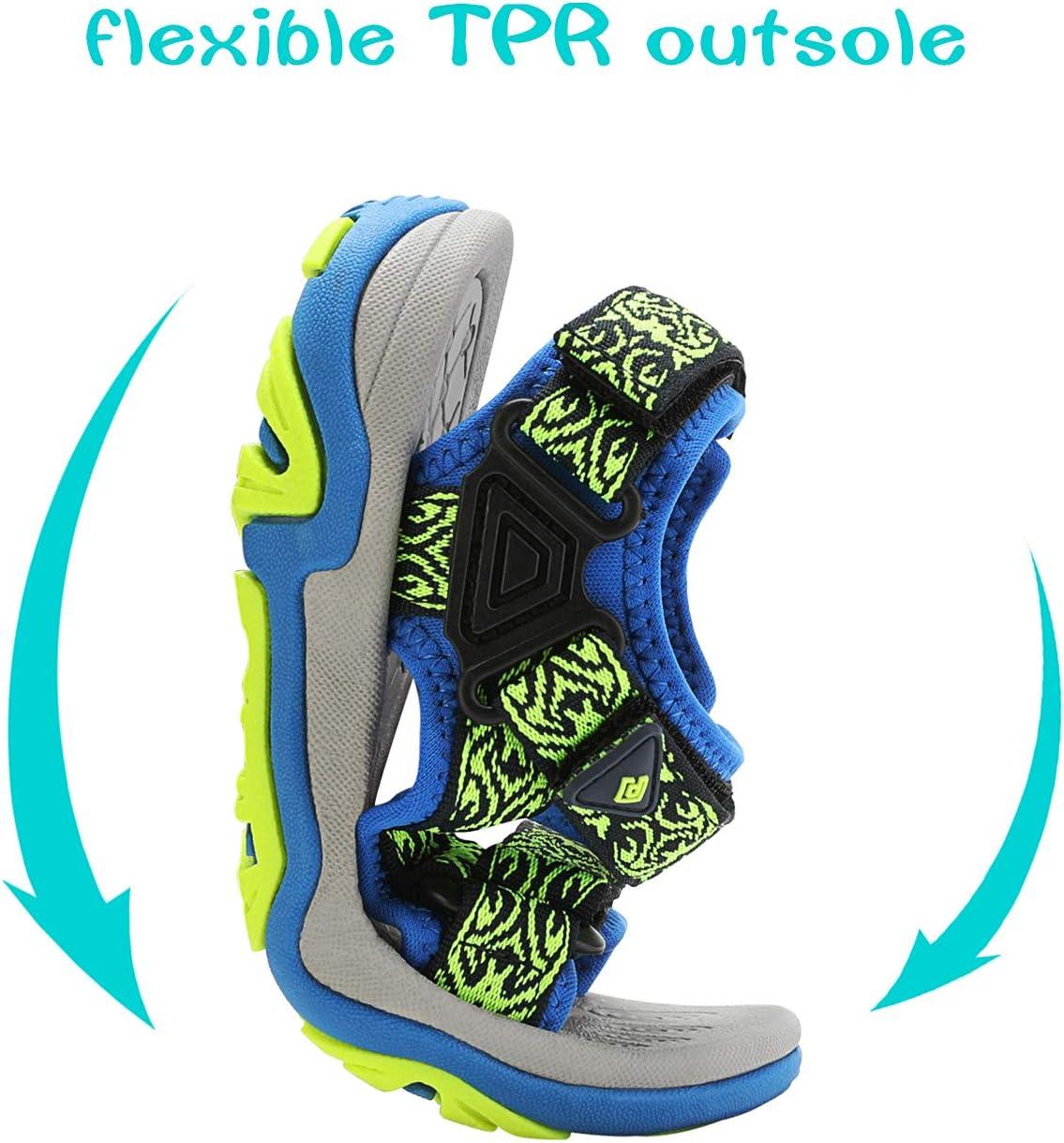 imageDREAM PAIRS Boys Girls Sandals Kids Adventurous LightWeight Adjustable Straps Summer Sandals ToddlerLittle KidBig KidRoyalNeonGreen