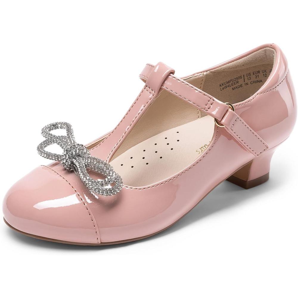 imageDREAM PAIRS Girls Dress Shoes Mary Jane Heel TStrap Party Flower Wedding Princess Pumps for Little Big KidNude
